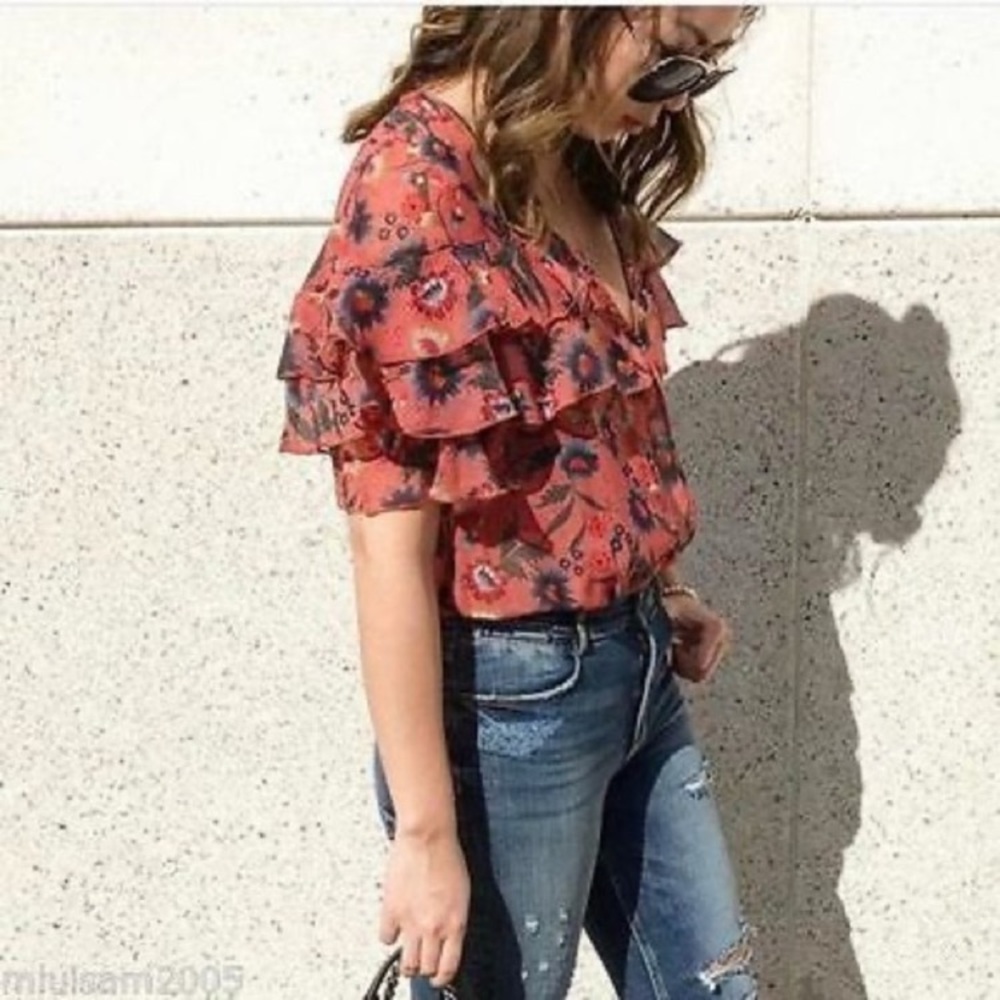 Zara Ruffle Floral Print Bodysuit